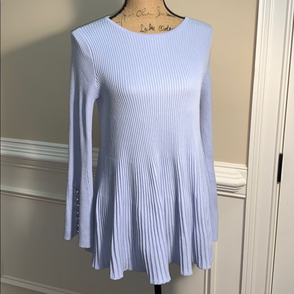 Grace Elements Ribbed Bell Sleeve W/Pearls Tunic